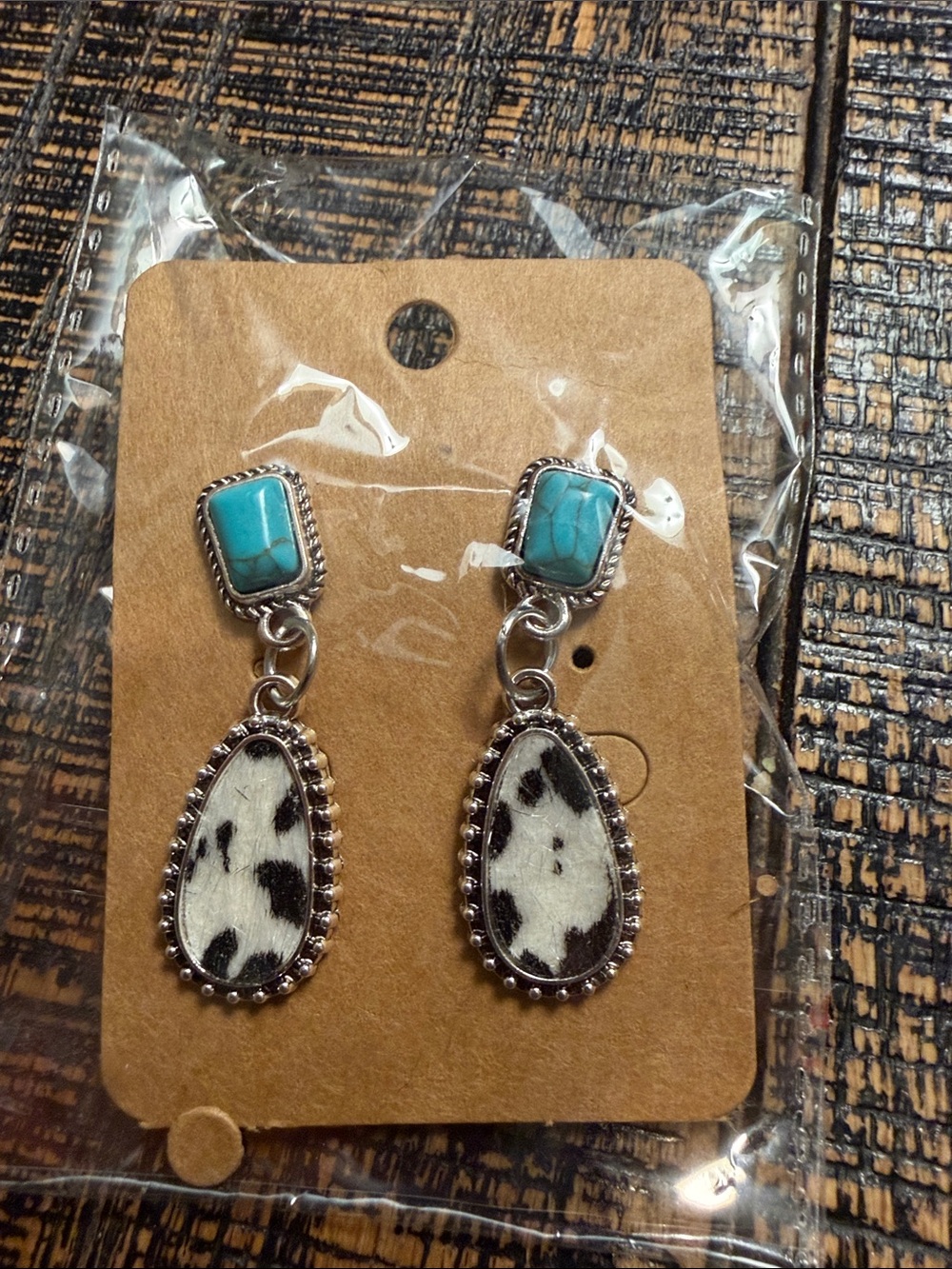 Turquoise and Black White Drop Earrings - Women Jewelry